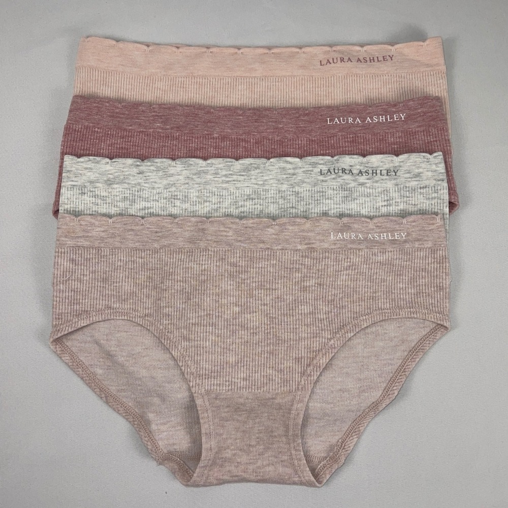 NWOT Laura Ashley Seamless Ribbed Brief Panties Scalloped Waist Size S